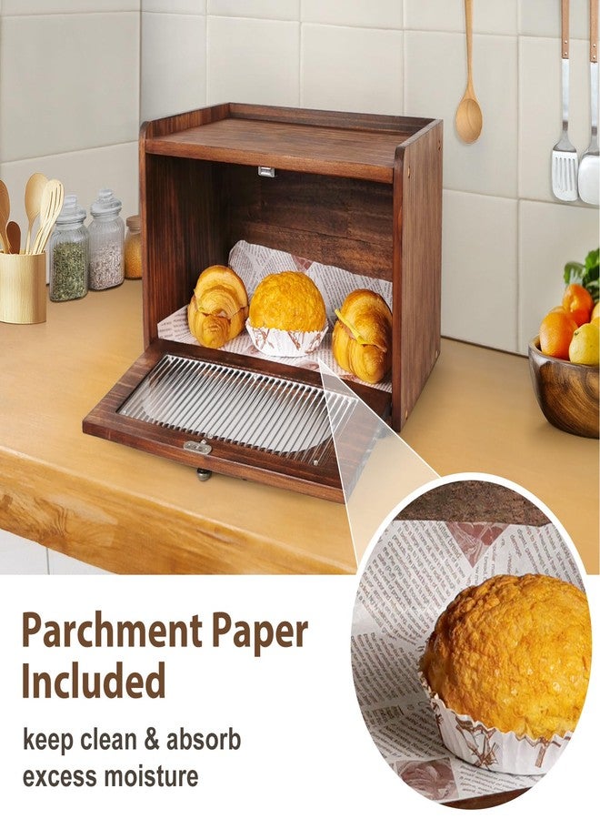 Sunhoo Bread Box for Kitchen Countertop Storage Wooden Breadbox Holder Container Morden Rustic Fresh Bread Keeper Farmhouse Stackable Organizer Bin for Homemade Food Shelf Acrylic Window (Grey) - Image 4